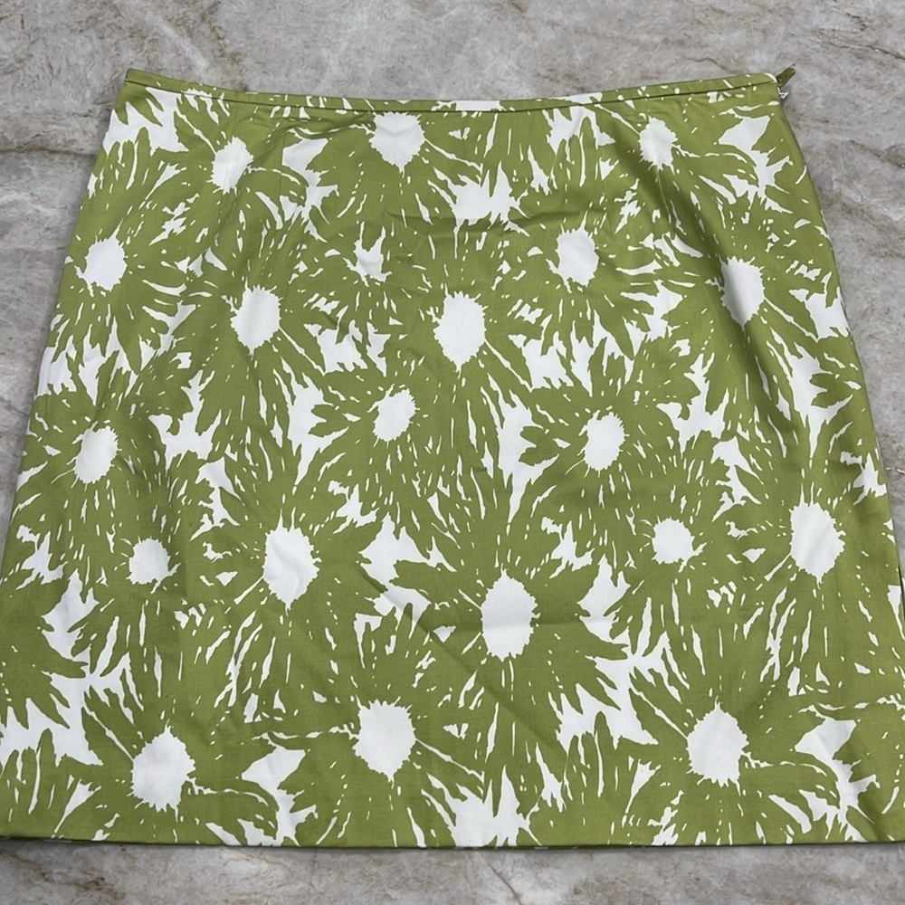 Talbots‎ | Spring Green Splatter Daisy Floral Cotton Pencil Skirt | Size 16